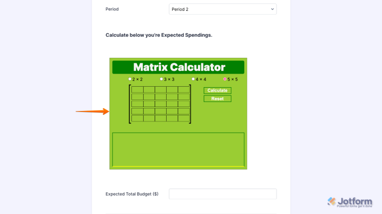 How to Add and Set Up the Matrix Calculator Widget on Your Form