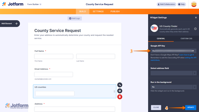 How to Add and Set Up US County Finder Widget on Your Form