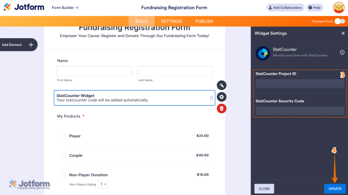 Statcounter Tracking Code How to Add and Set Up the StatCounter Widget on Your Form