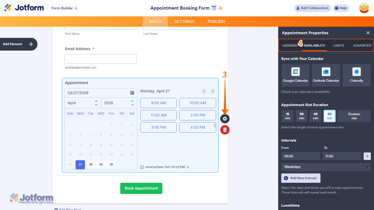 How to Add and Set up the Appointment Element on Your Form