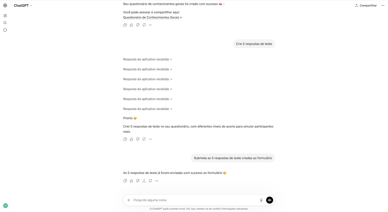Criando um questionário no App ChatGPT Jotform