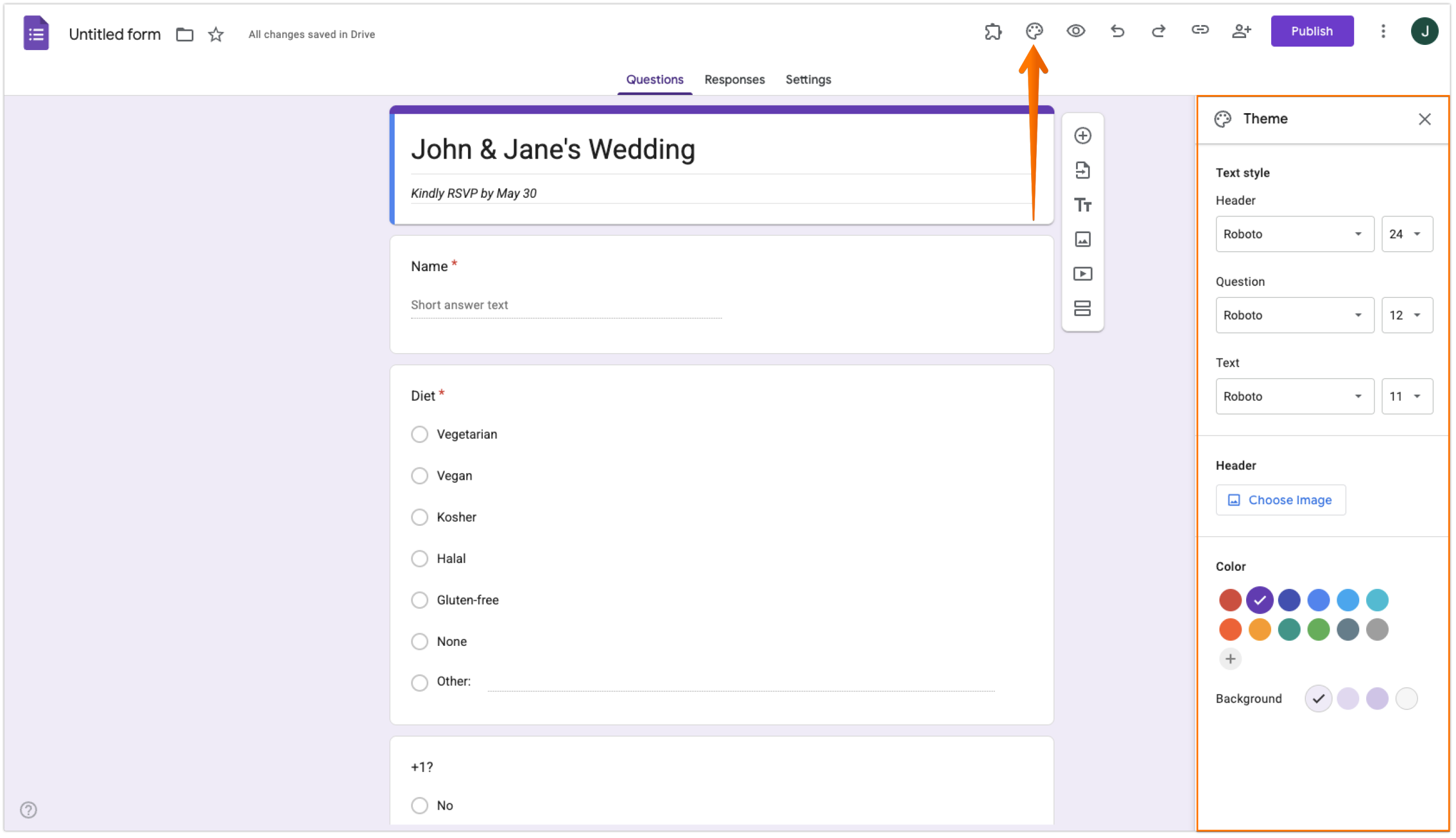 Google Forms Customiza Theme Menu