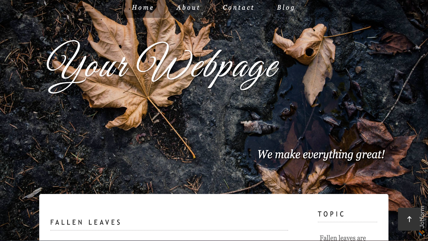 Sample website showing a Back to Top Button widget that helps users quickly return to the top of the page