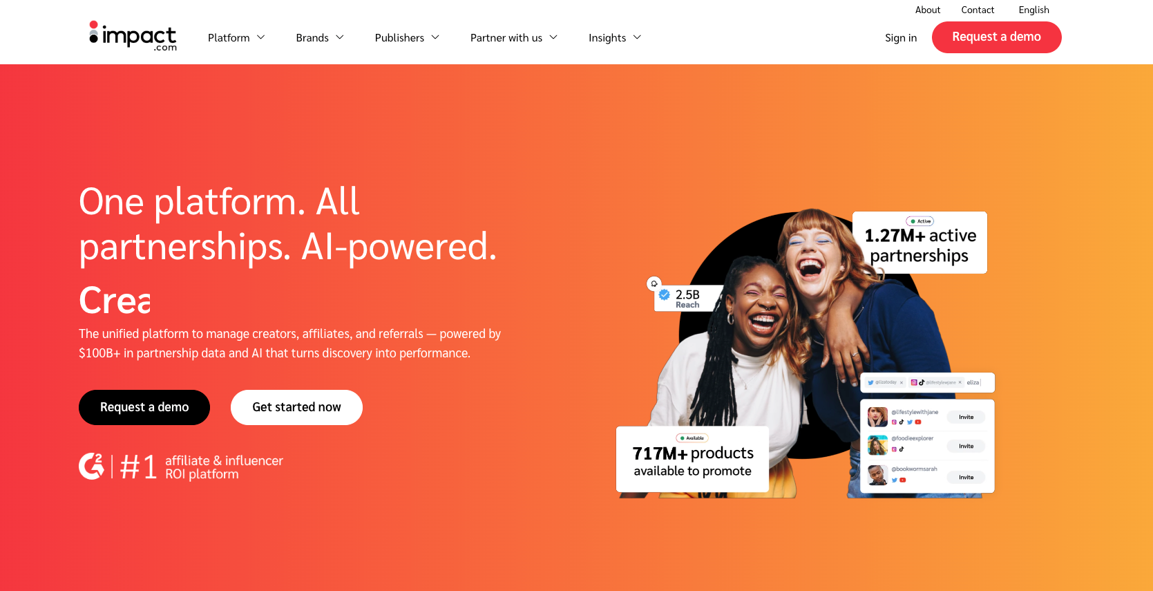 Impact website with the words: "One platform