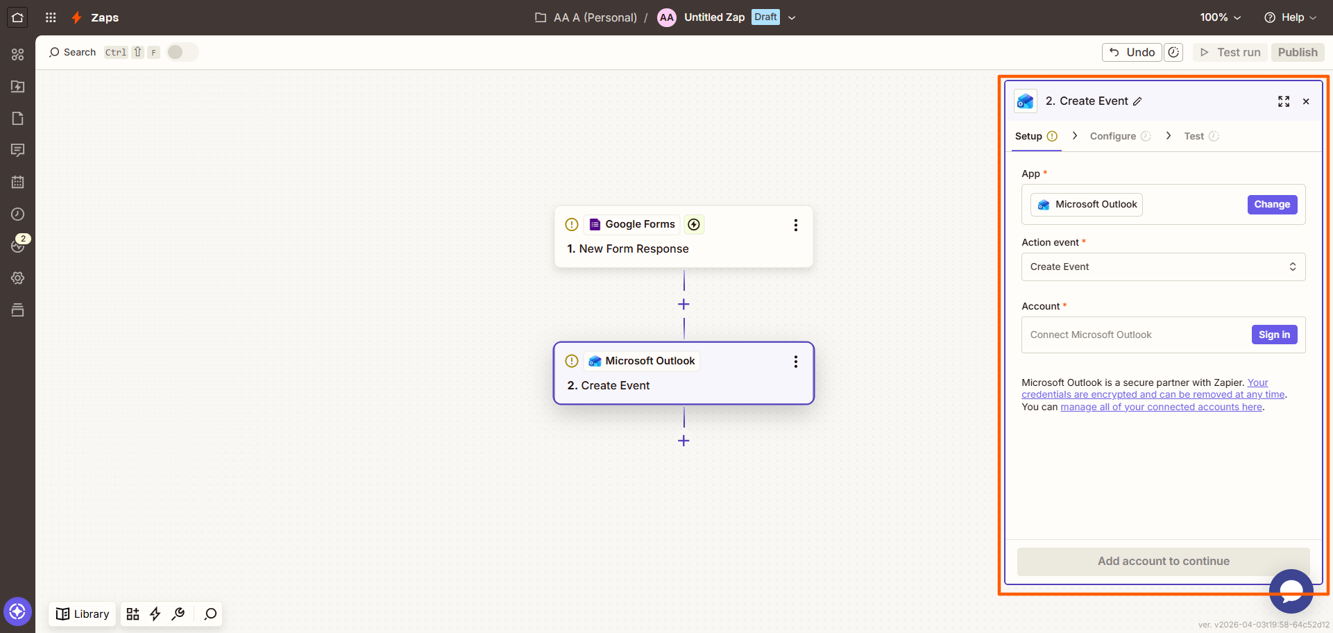 Zapier Zap Builder Action Options Menu