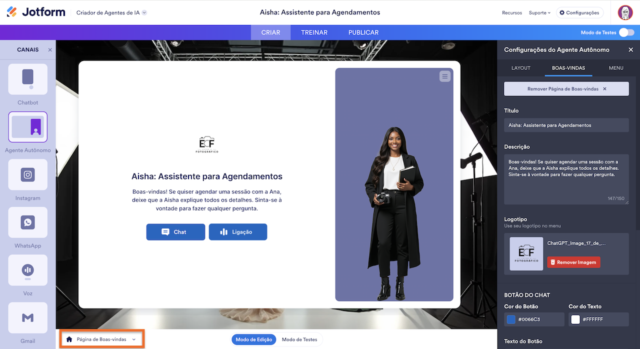 Adicionando uma página de boas-vindas