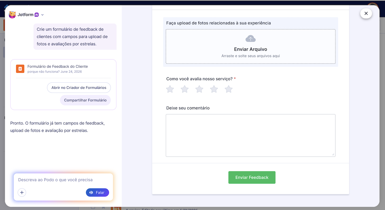 Visualizando o formulário por completo