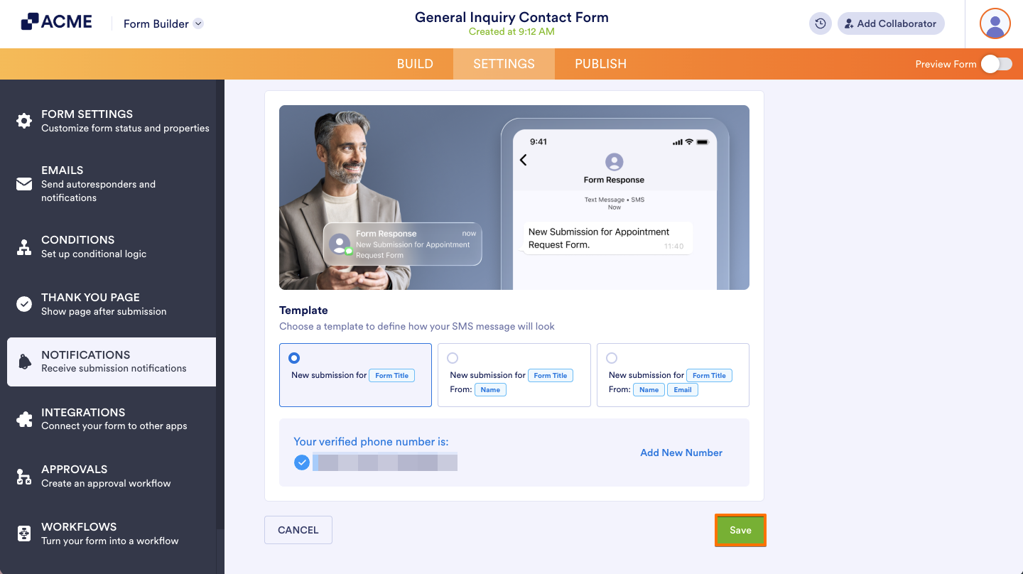 How to Set Up Text Message/SMS Notifications for a Form Image-6