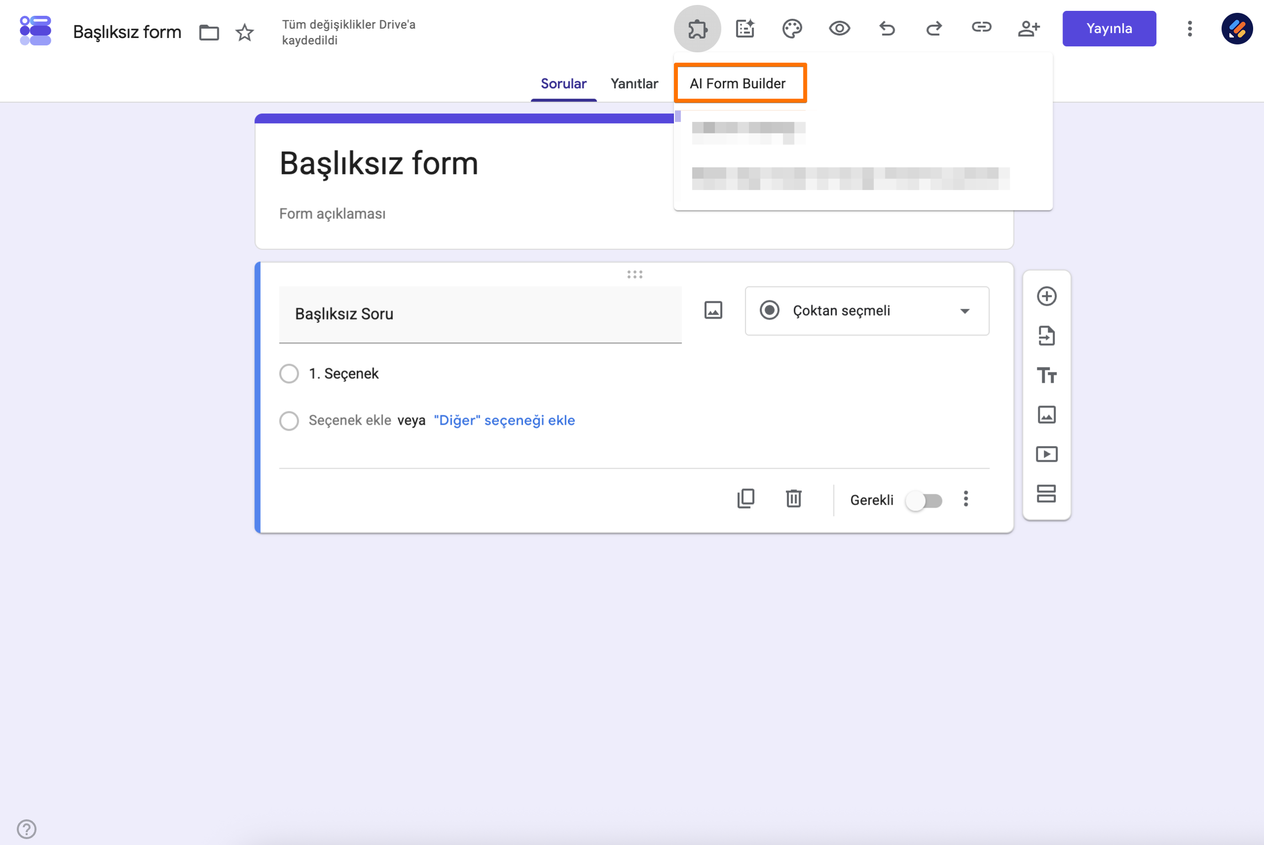 Google Forms Eklentiler Yapay Zeka Form Oluşturucu