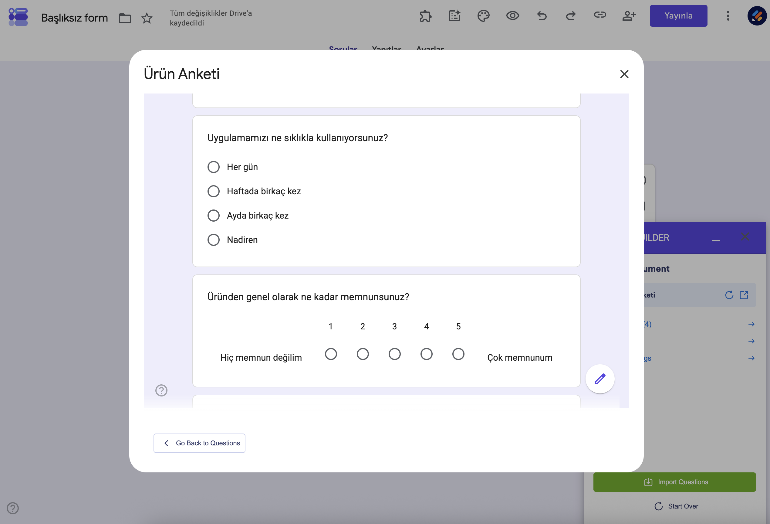 AI Form Builder Form Önizlemesi
