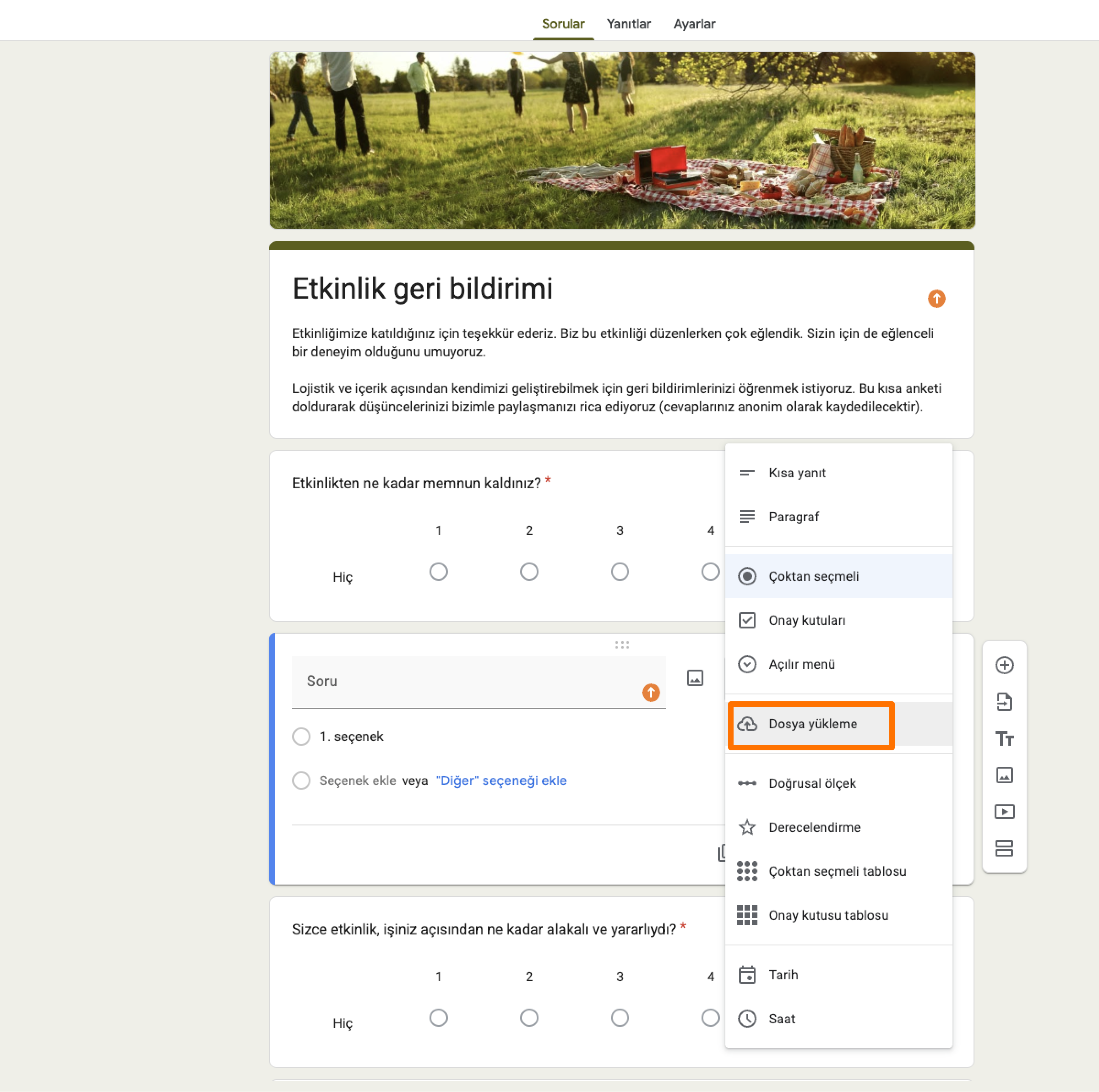 Google Formlar Dosya Yükleme