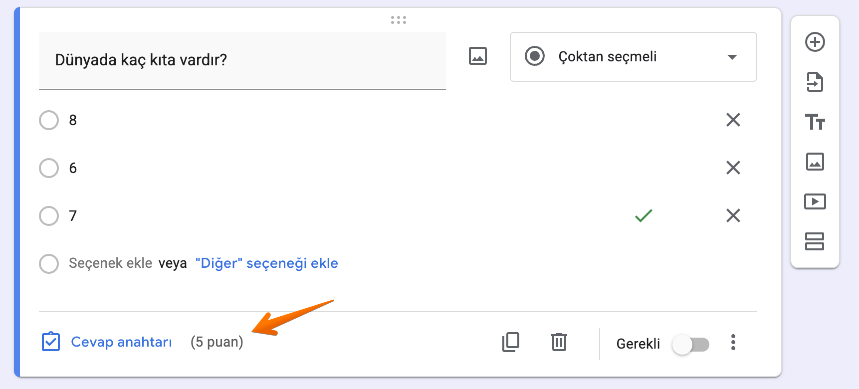 Google Formlar Form Düzenleyici Cevap Anahtarı
