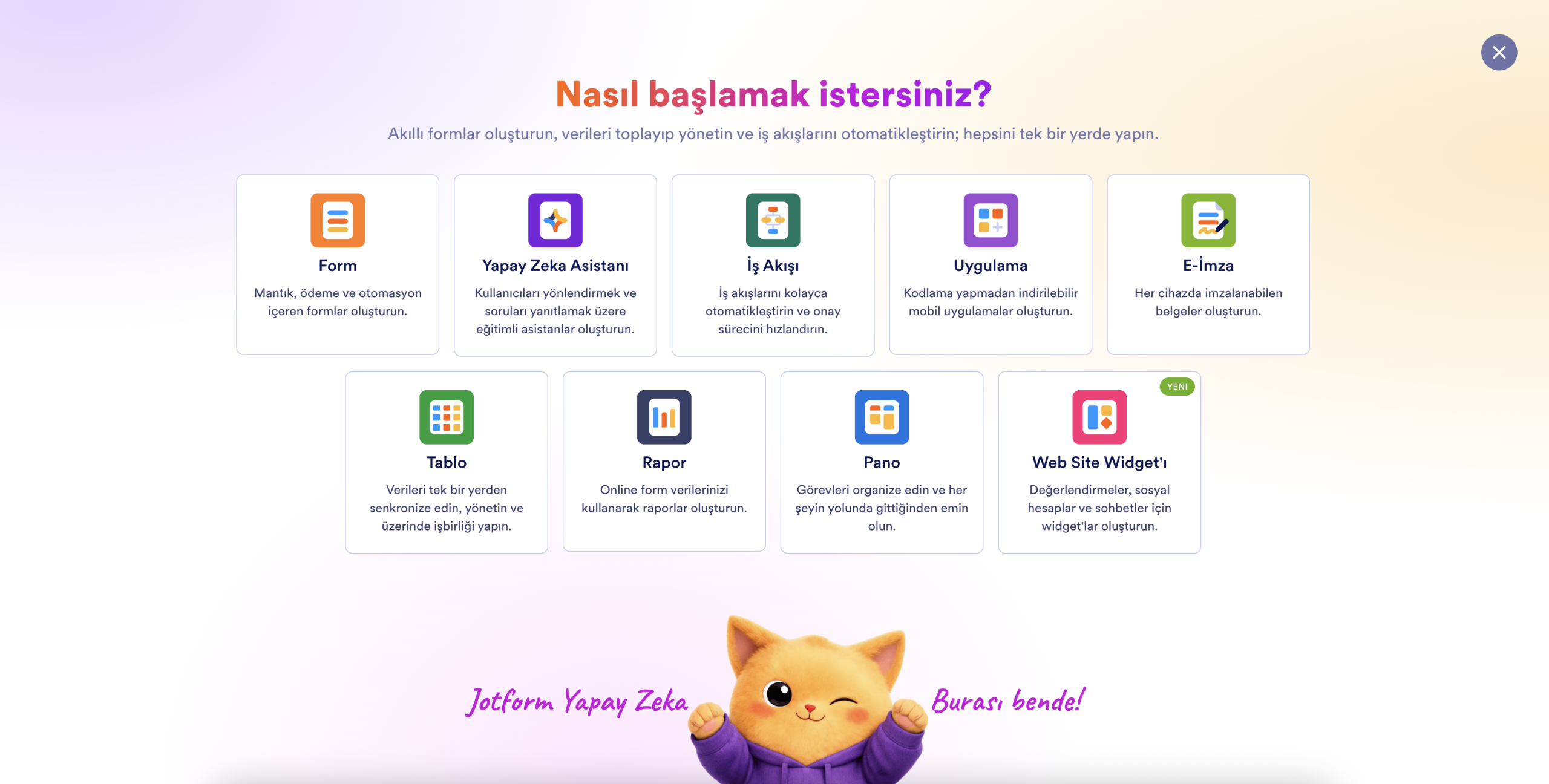 Menüden Uygulama seçeneğini seçme