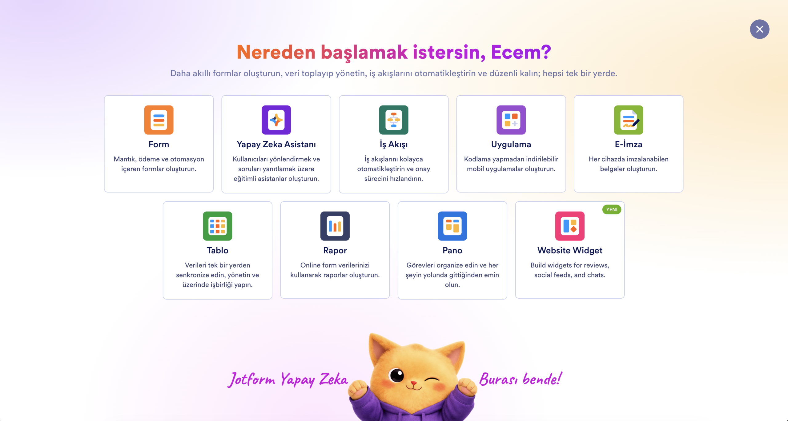Jotform Varlık Seçici