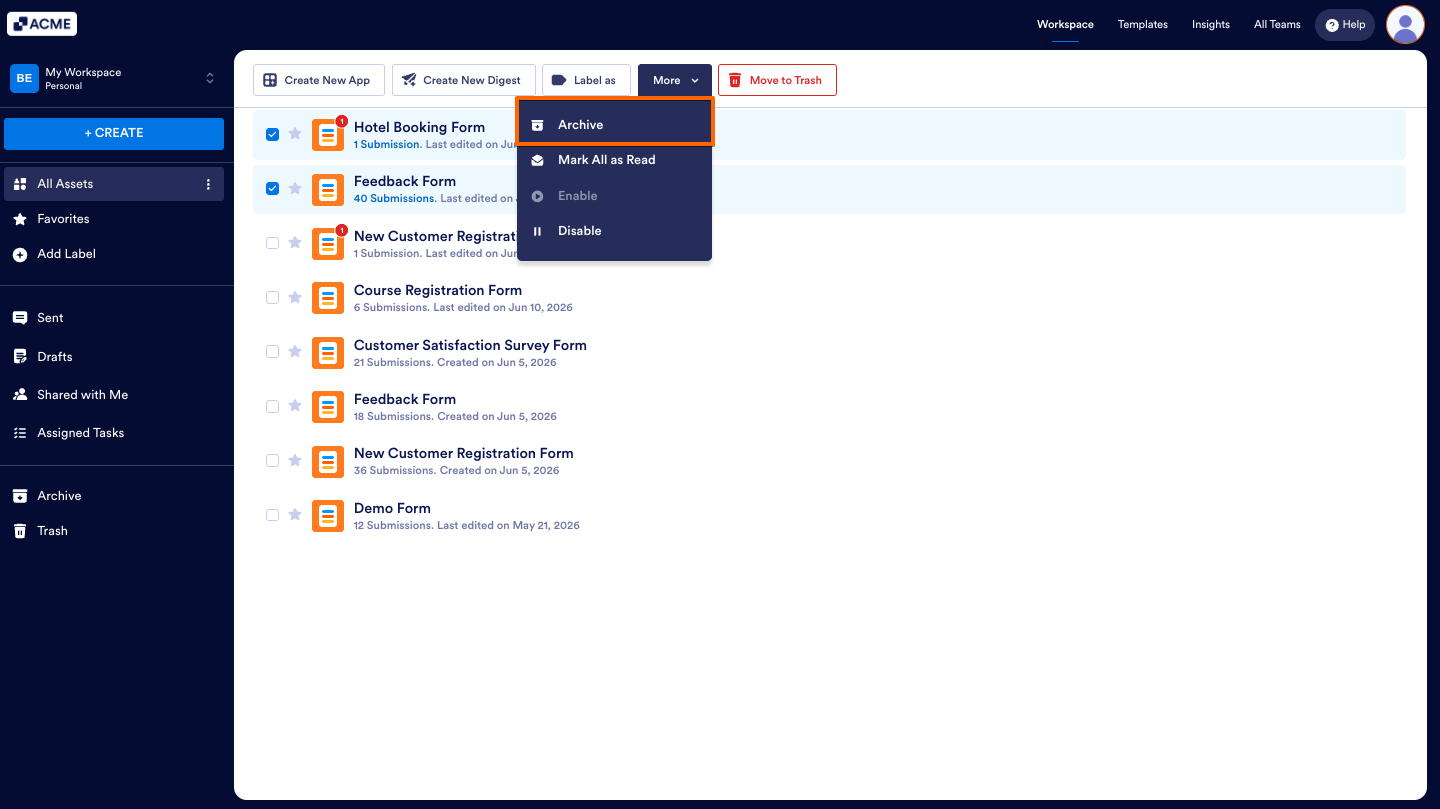How to Move Your Forms into Archive and Manage Them Image-6