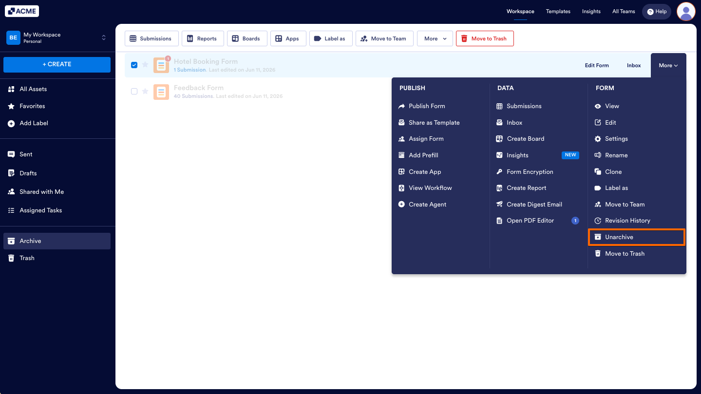 How to Move Your Forms into Archive and Manage Them Image-10
