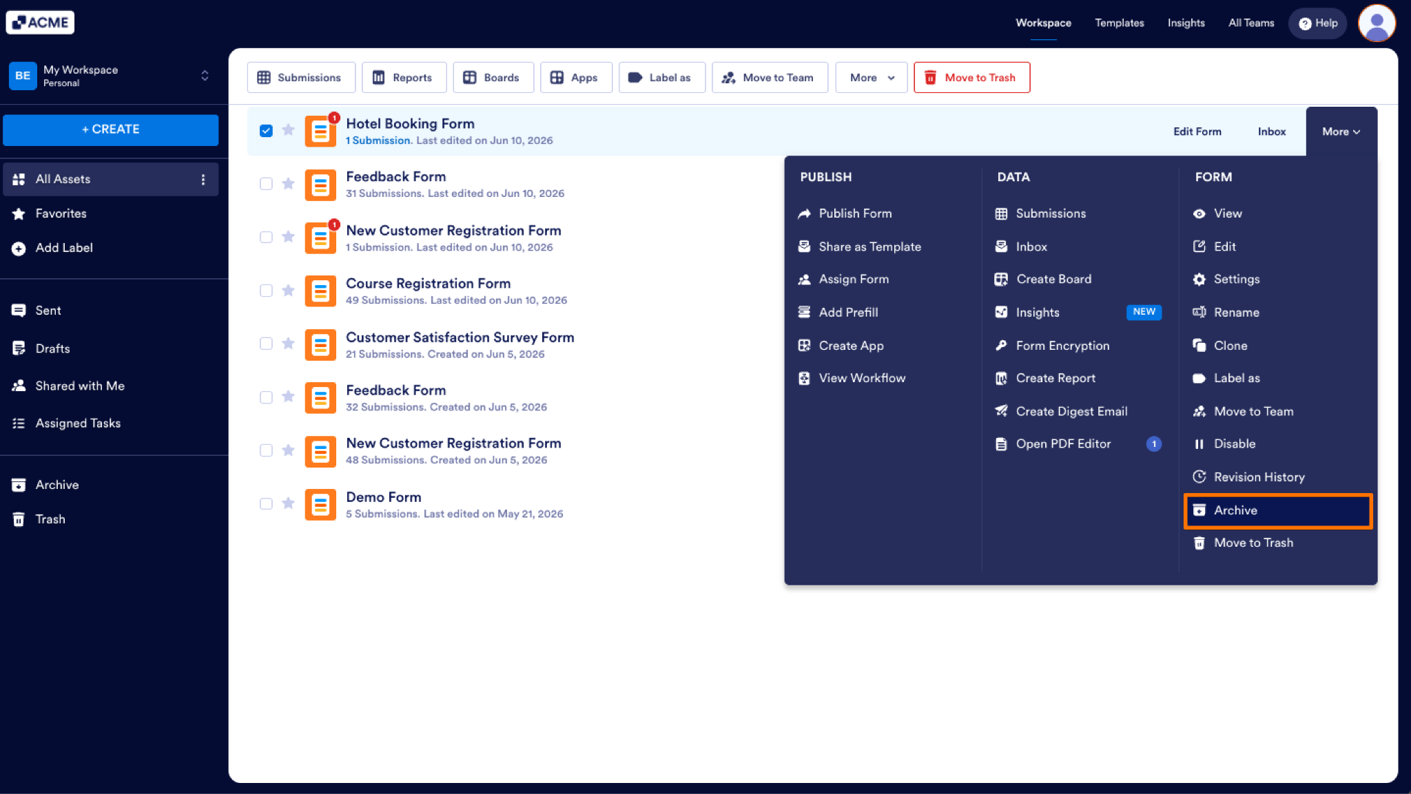 How to Move Your Forms into Archive and Manage Them Image-3