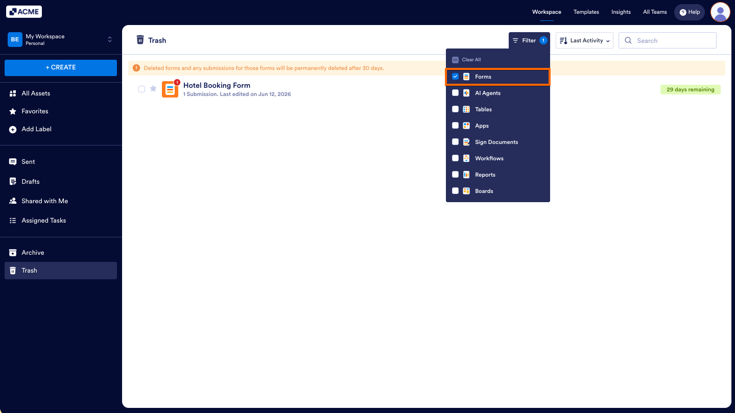 How to Move Your Forms into Trash and Manage Them? Image-5