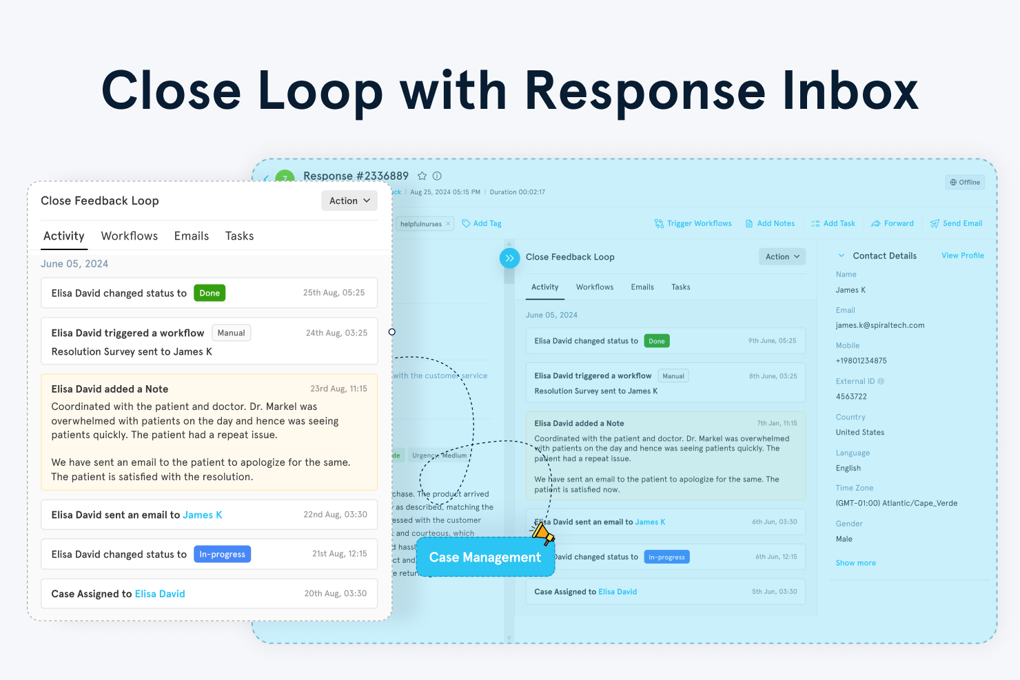 Zonka Feedback response inbox showing closed-loop feedback and case management tools