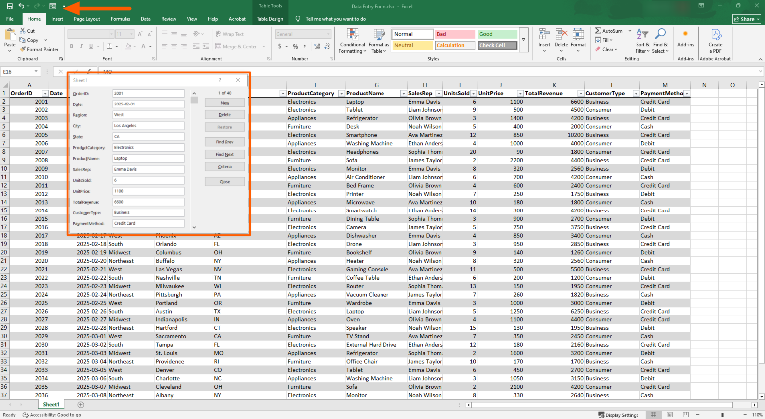 How to create a data entry form in Excel | Jotform Blog