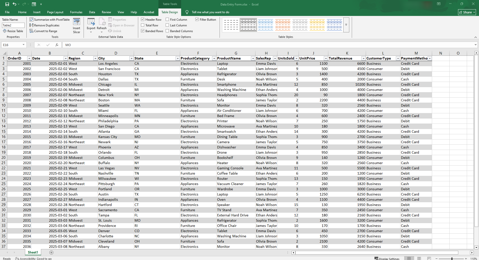 Microsoft Excel interface showing an example worksheet