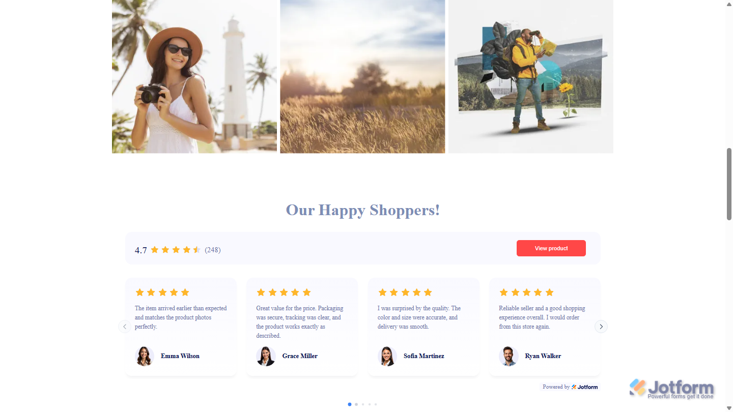Embedded AliExpress Reviews widget displayed on a website, showing product reviews, star ratings, reviewer details, and the customized layout and styling