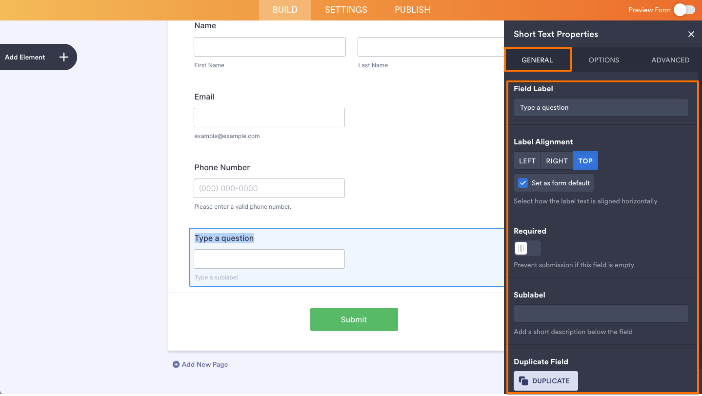How to Add and Set Up the Short Text Element on Your Form Image-4