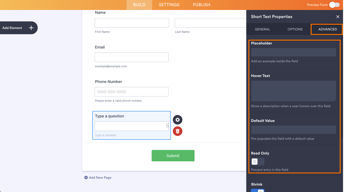 How to Add and Set Up the Short Text Element on Your Form Image-6