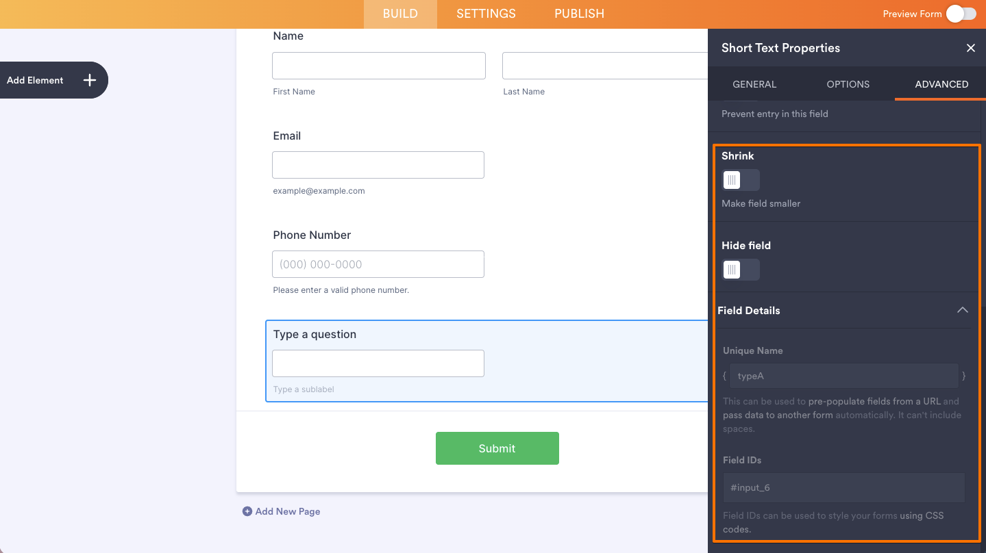 How to Add and Set Up the Short Text Element on Your Form Image-7