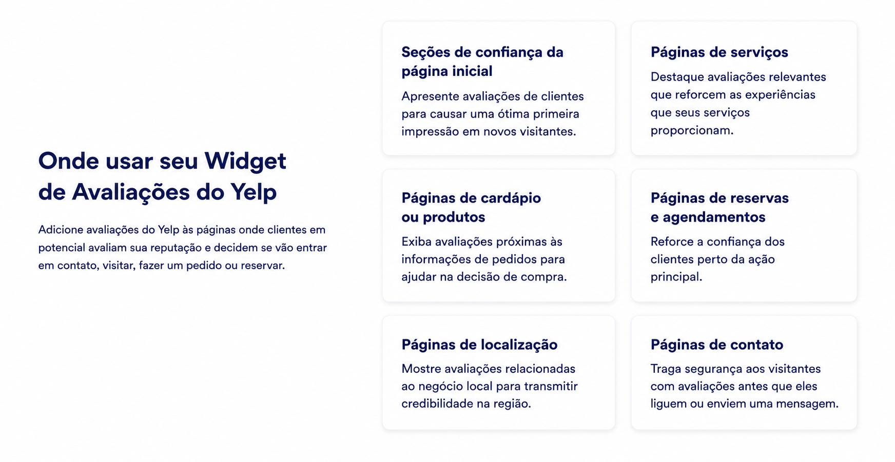 Visualizando os casos de uso para o widget do Yelp