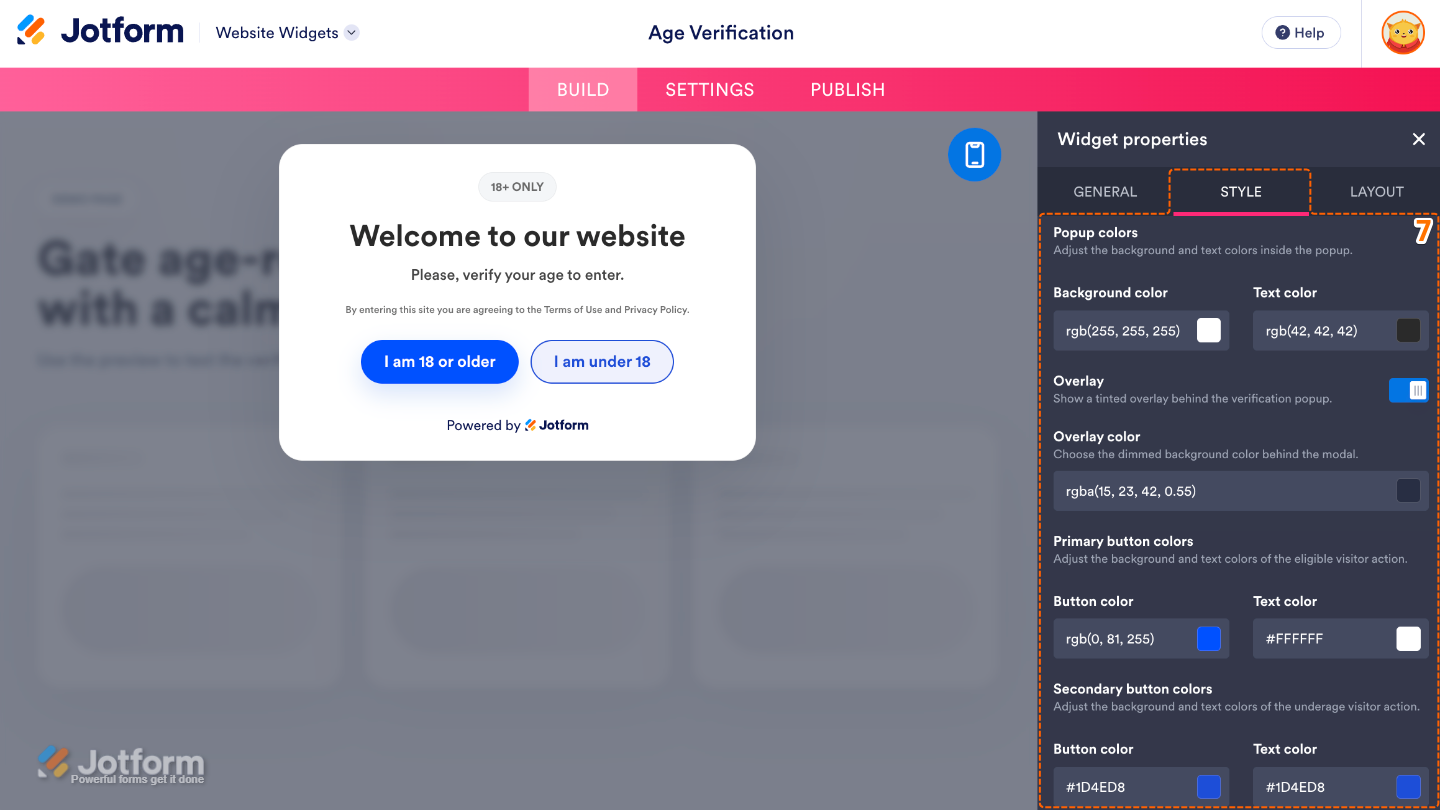 Customizing the Age Verification popup with a logo, background blur, corner radius, branding, font, and custom CSS