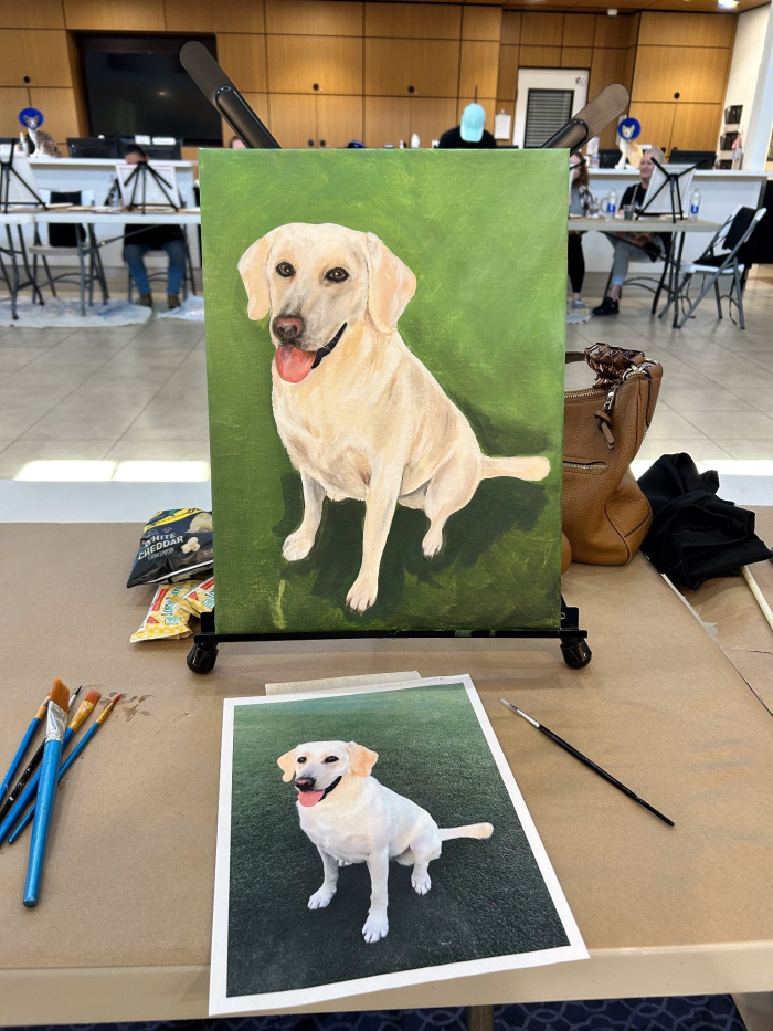 The photo and the painting of a pet from the “Paint Your Pet” fundraising event