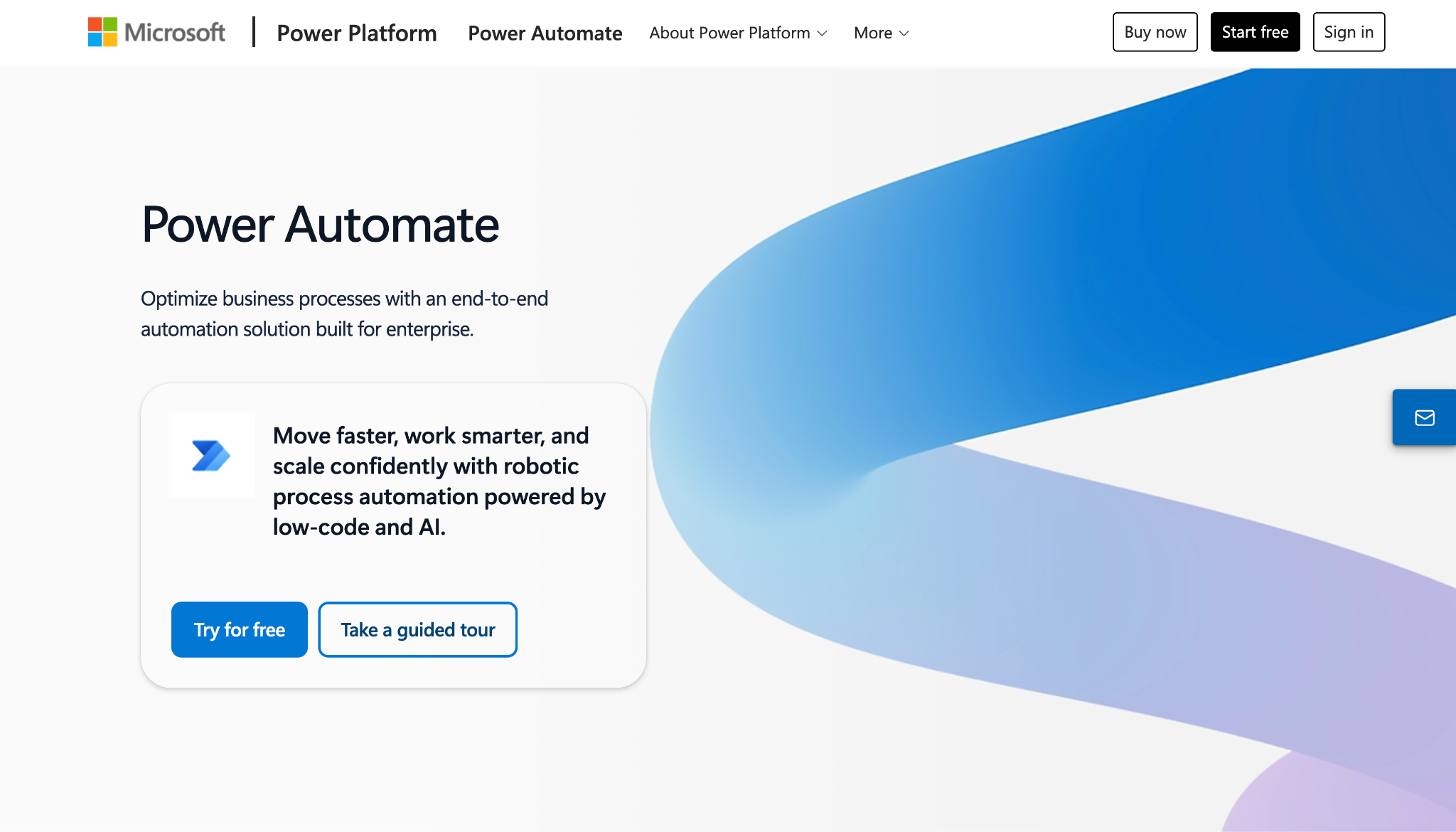 Microsoft Power Automate Landing Page
