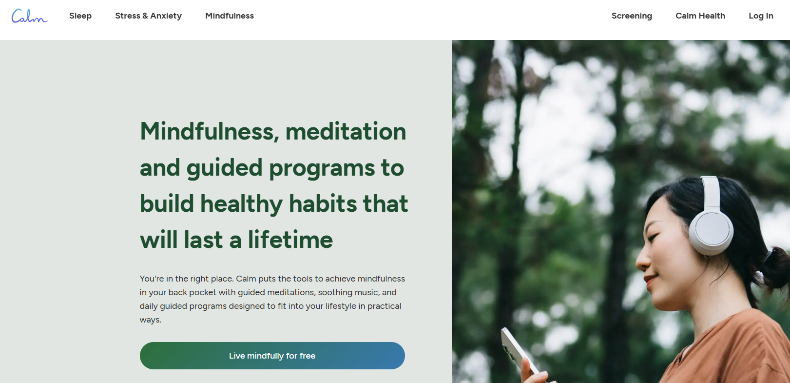 Calm Landing Page