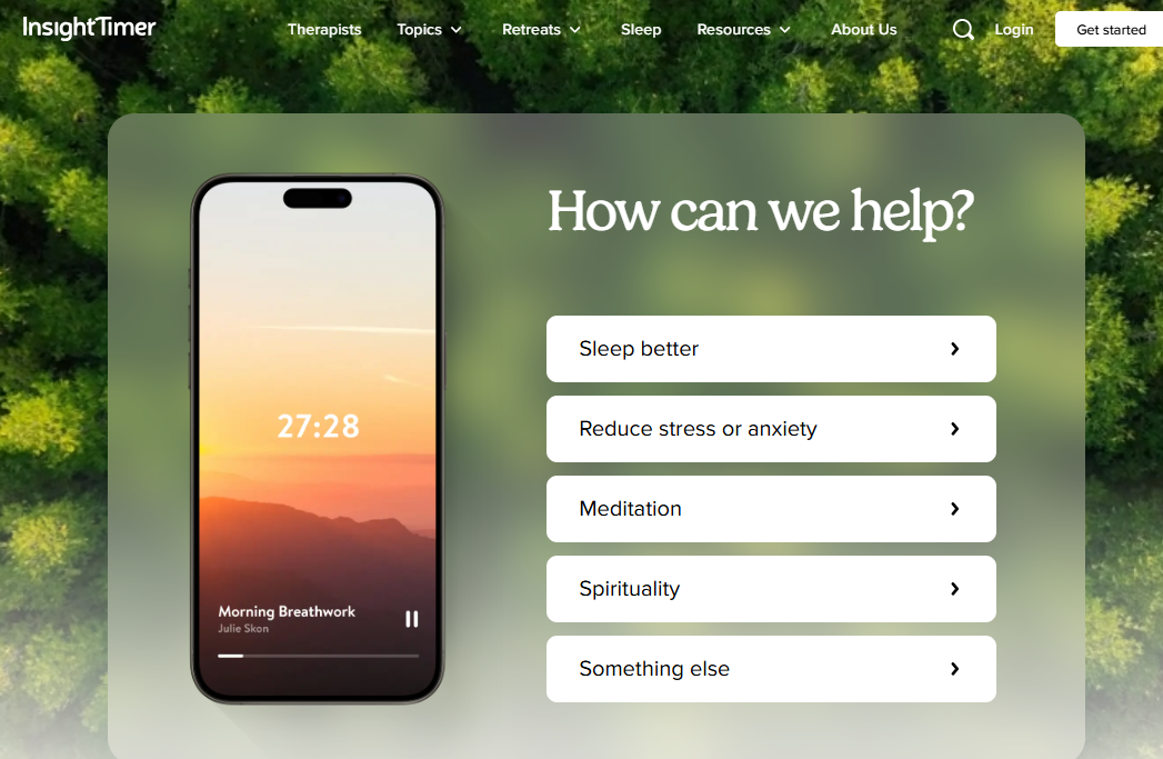 Insight Timer Landing Page