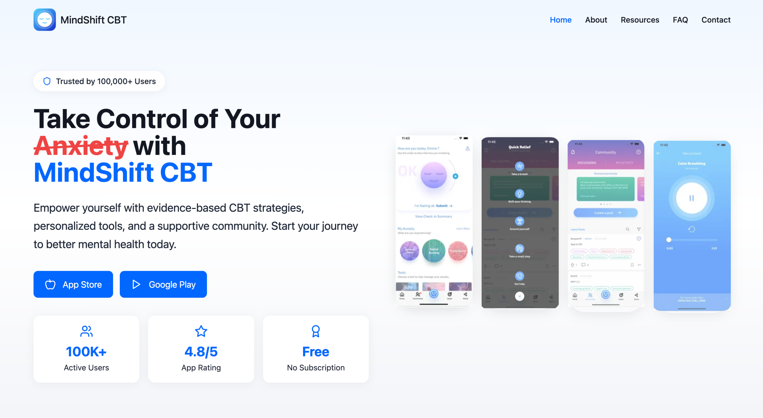 MindShift CBT Landing Page