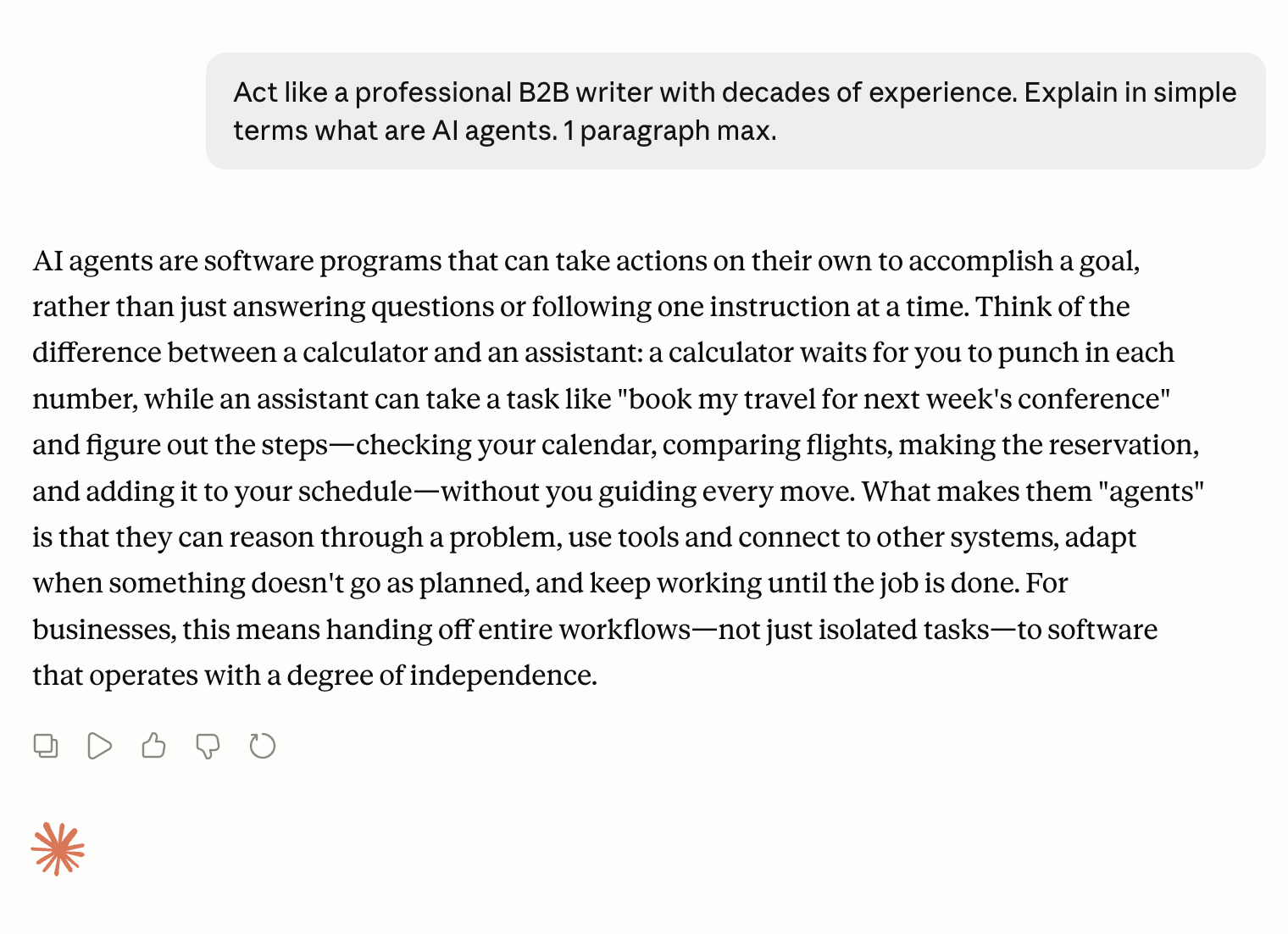 Claude’s attempt at writing the definition of AI agents