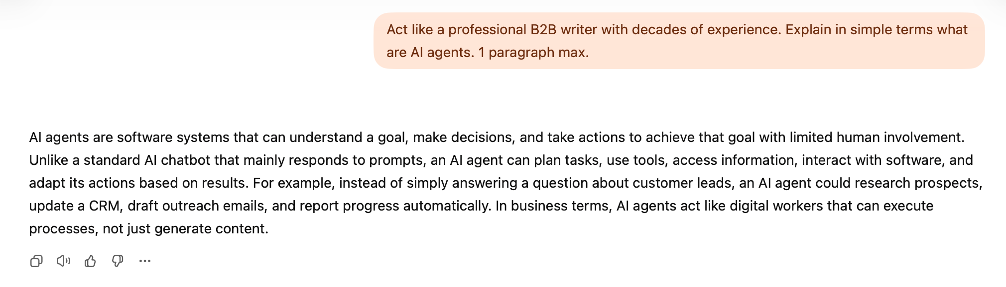 ChatGPT’s output for the definition of AI agents