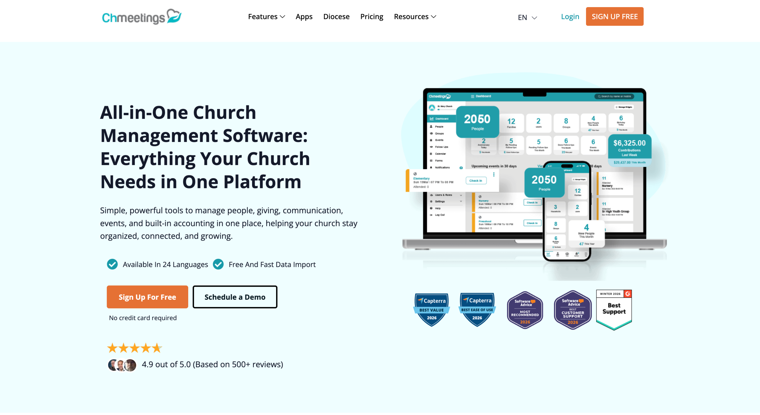 ChMeetings Landing Page