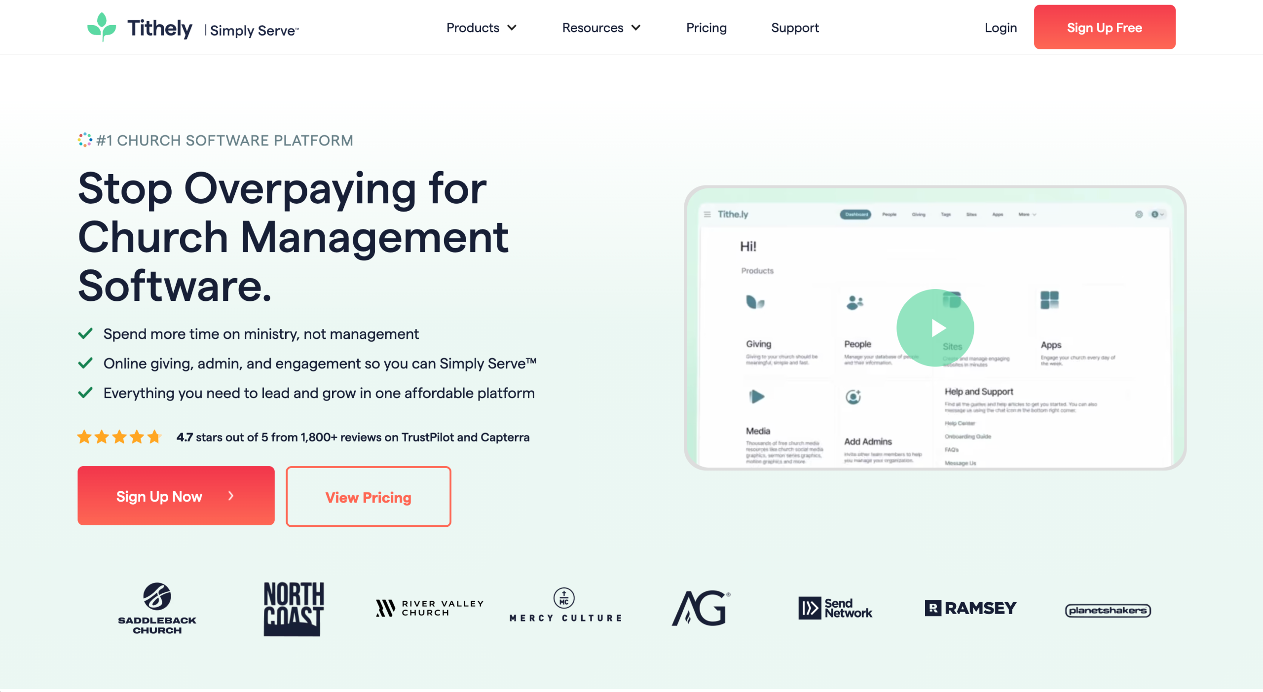 Tithely Landing Page
