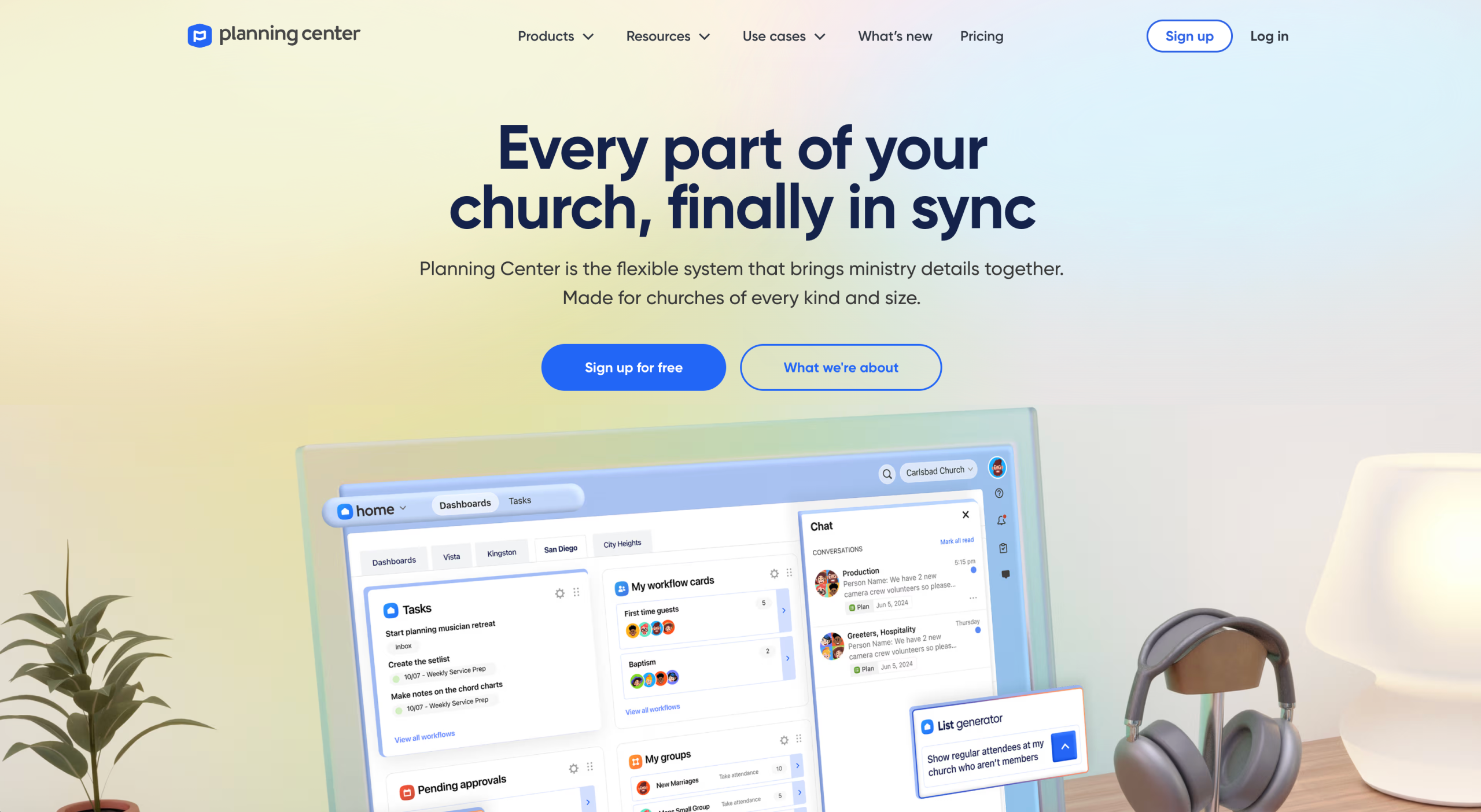 Planning Center Landing Page