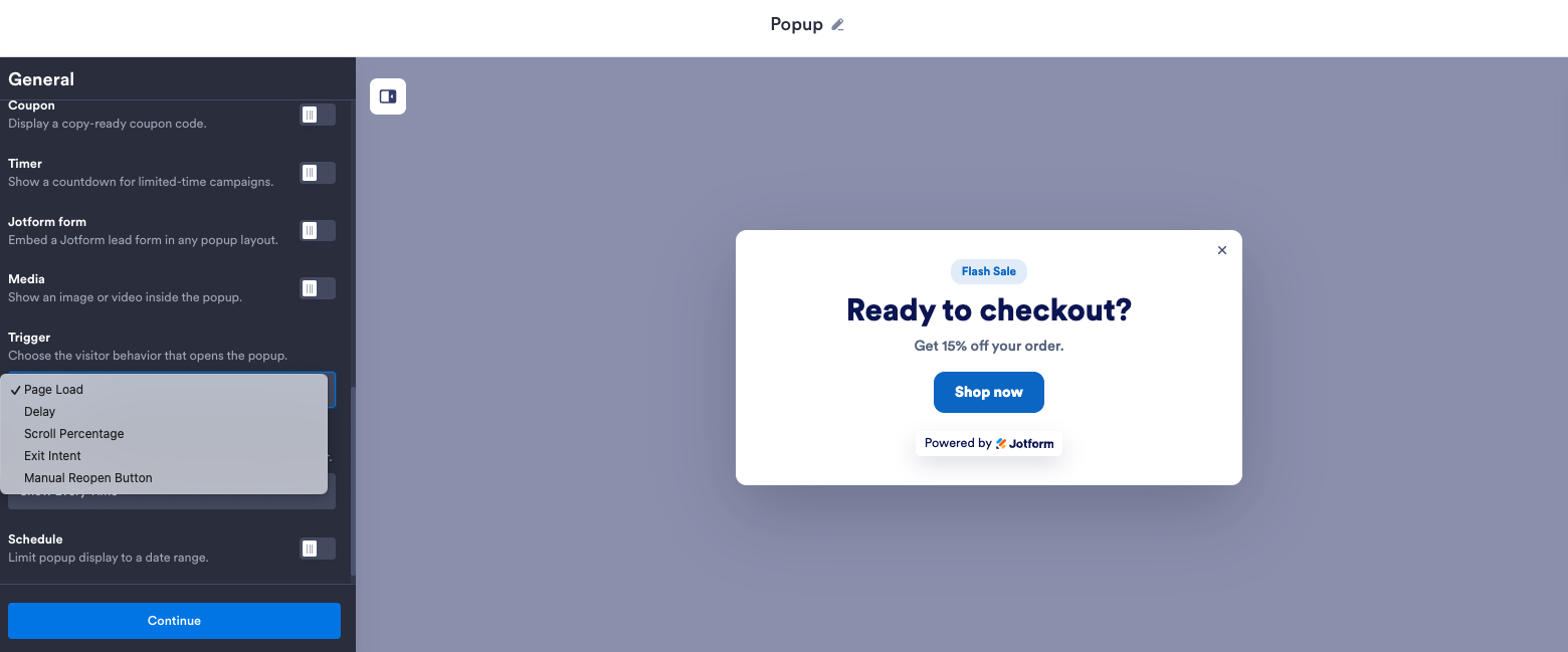Visualizando o widget de Pop-up