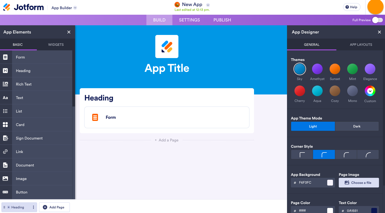 Viewing the App Designer on the App Builder