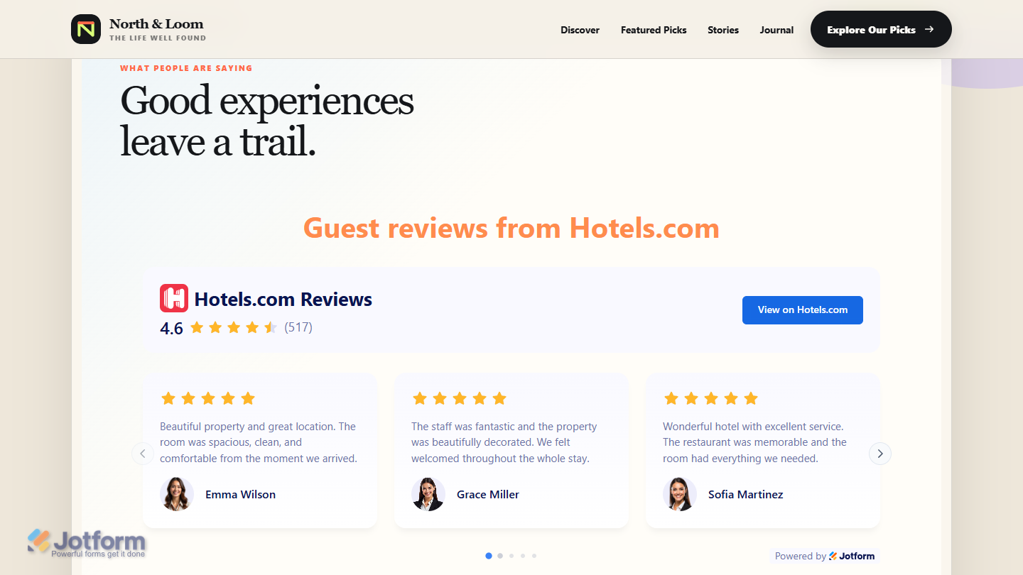 Embedded Jotform Hotels
