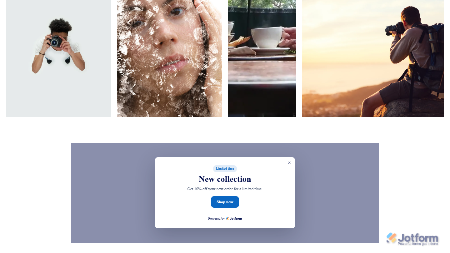 Embedded Popup widget displayed on a website, showing the customized heading, description, call-to-action button, and selected styling and layout settings
