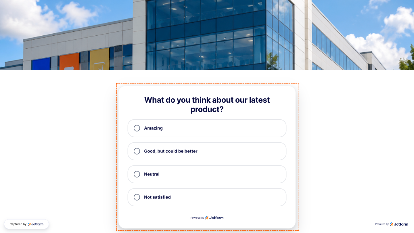 Sample website showing the Poll widget with a styled question, answer options, and interactive voting interface