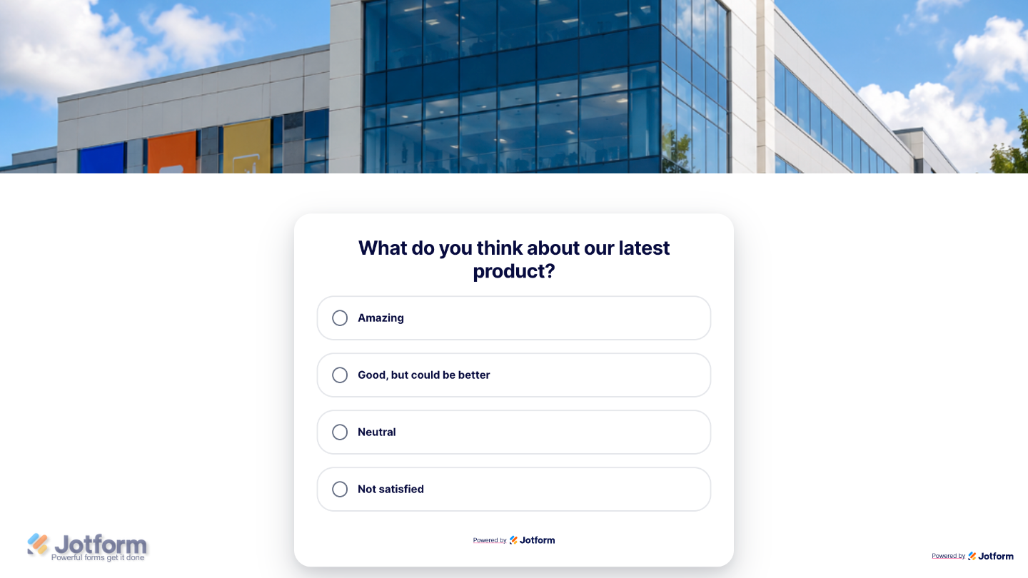 Sample website showing the Poll widget with a styled question, answer options, and interactive voting interface