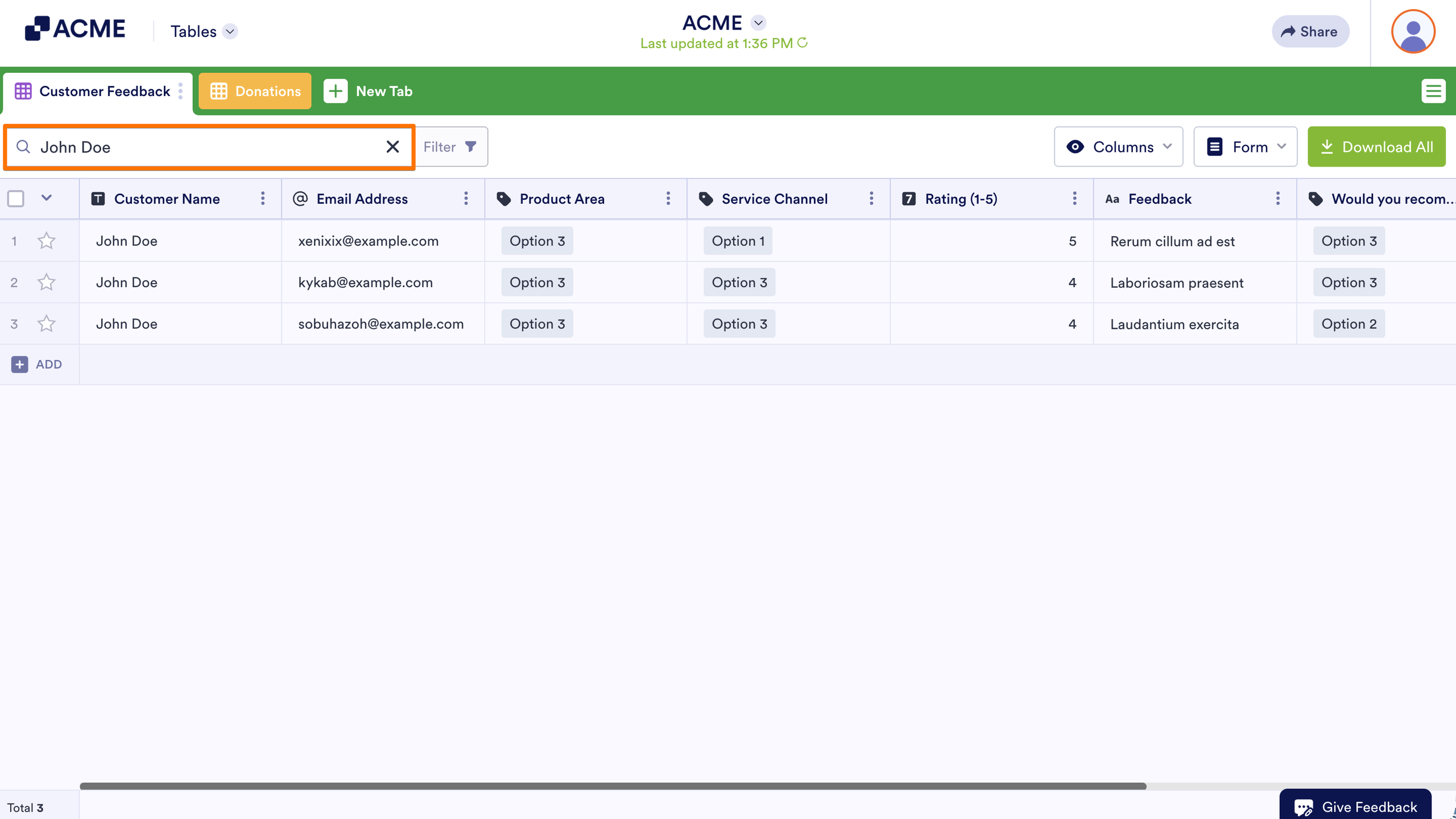 How to Search Submissions in Tables Image-1