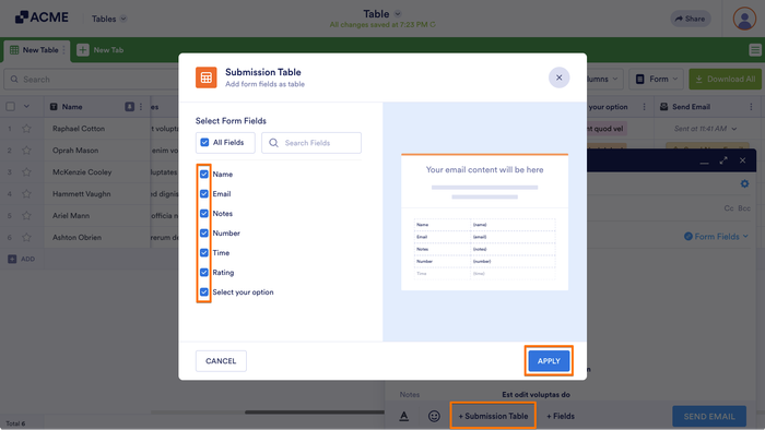 How to Use Direct Emailing Options in Tables Image-10