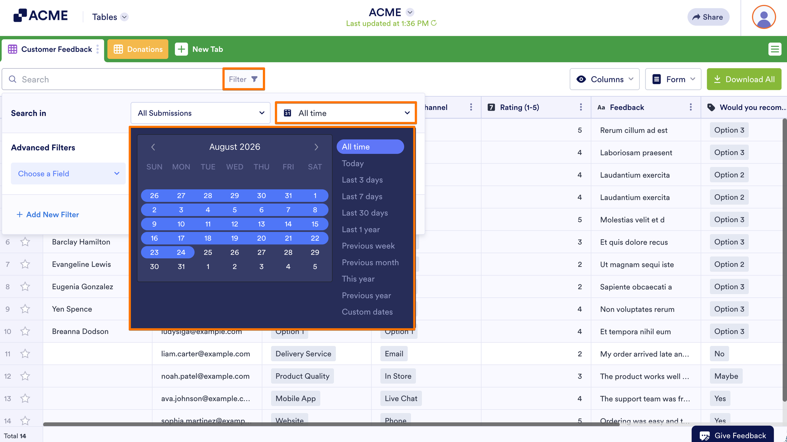 How to Search Submissions in Tables Image-2